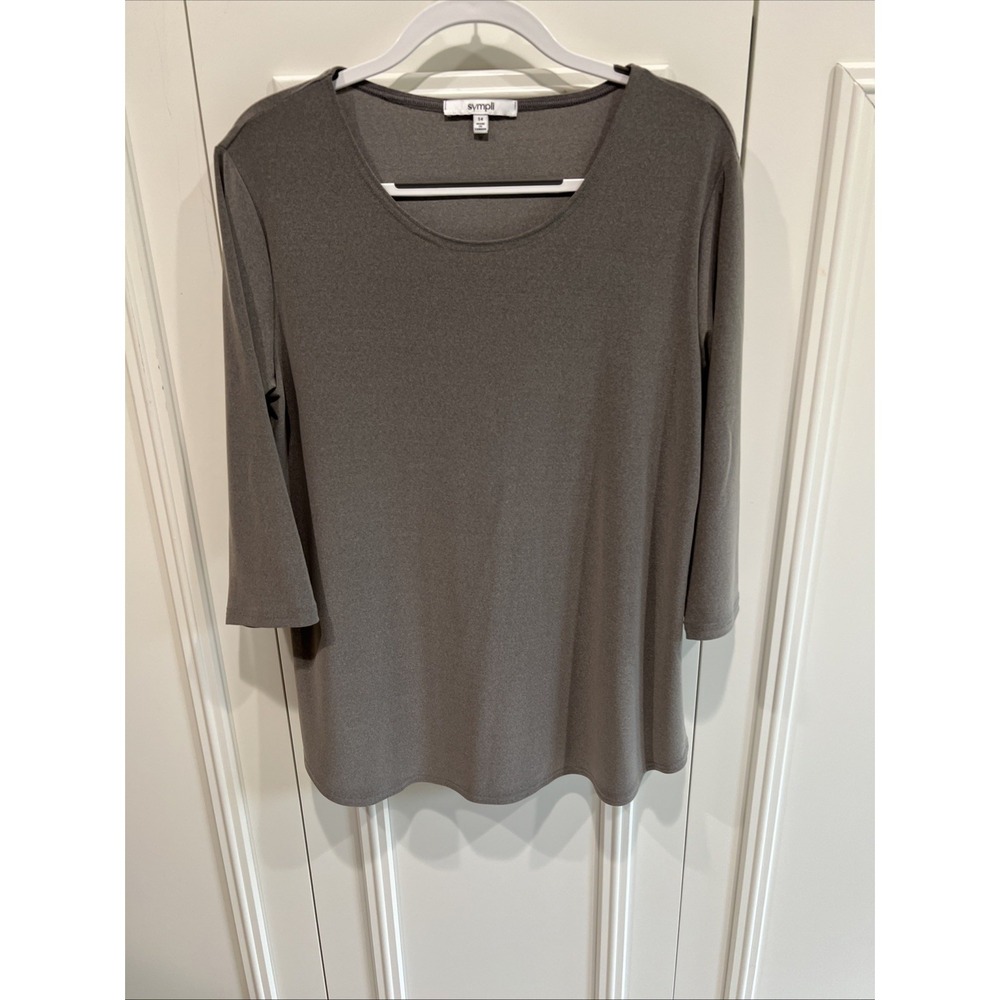 Sympli Tunic Top Size 14 Lagenlook Relaxed Minimalist Stretch Comfort 3/4 Sleeve